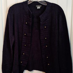 Venus Navy Blue Military Style Cardigan